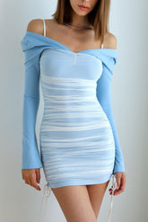 Aqua Ruched Mini Dress